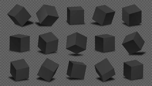 Bloky Modelování Černé Kolekce Grafických Prvků Pro Hry Animace Geometrické — Stockový vektor