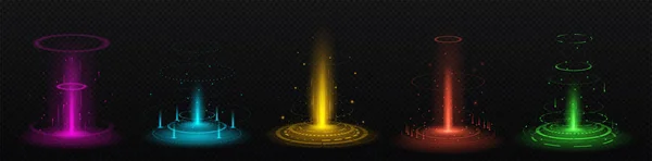 Kolorowe Magiczne Portale Zbiór Elementów Graficznych Gier Elementów Interfejsu Treści — Wektor stockowy