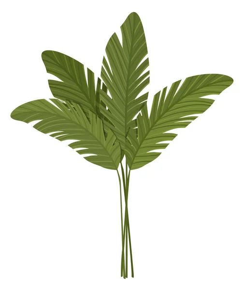 Tropik Bitki Ikonu Büyük Yeşil Yapraklı Bir Avuç Palmiye Dalı — Stok Vektör