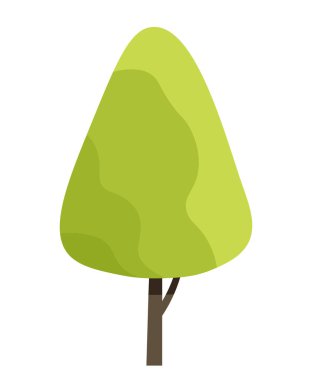 Yeşil Ağaç simgesi. Üçgen geometrik şekilli güzel bir bahçe. Orman ağacı. Organik tasarım elementi. Çevre ve doğa. Çizgi film düz vektör çizimi beyaz arkaplanda izole edildi