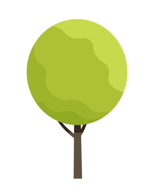 绿树图标 环境与自然 美丽的几何树 有圆形的树冠和阴影 网站和应用程序的设计元素 在白色背景上孤立的卡通平面矢量图解 — 图库矢量图片