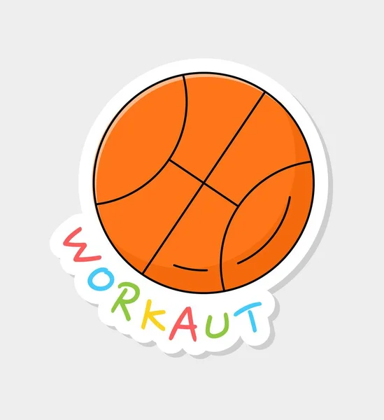 Back School Sticker Bright Badge Orange Basketball Inscription Workout Equipment — Stock Vector