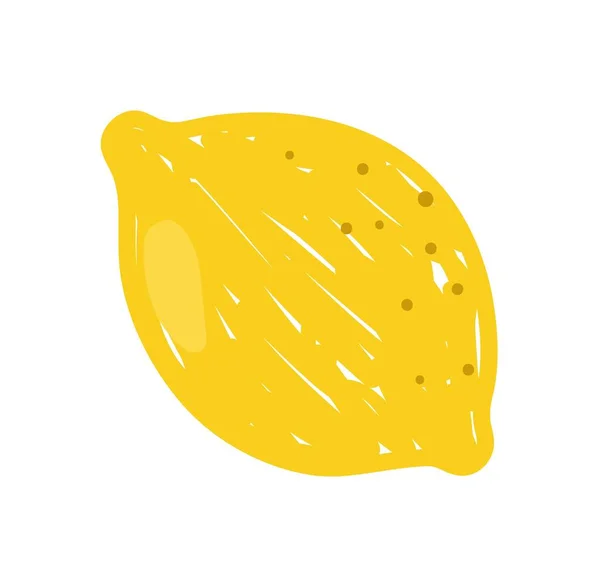 Autocollant Alimentaire Coloré Icône Dessinée Main Avec Citron Jaune Aigre — Image vectorielle