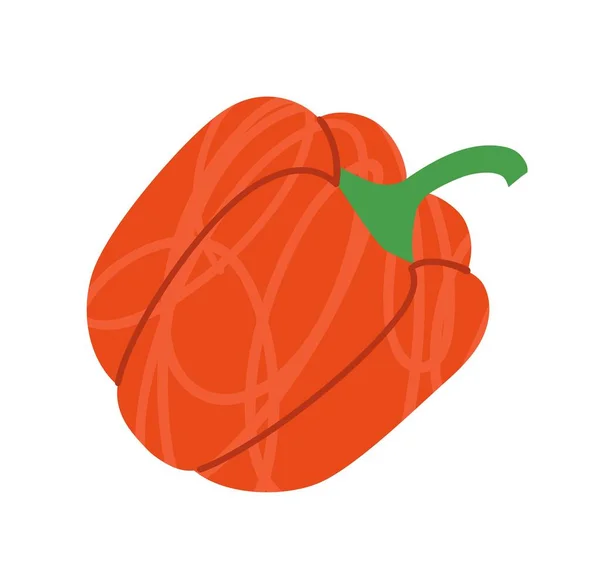 Pegatina Comida Colorida Icono Textura Dibujada Mano Con Pimiento Rojo — Vector de stock