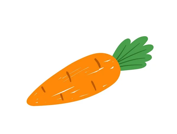 Autocollant Alimentaire Coloré Icône Dessinée Main Avec Des Carottes Orange — Image vectorielle