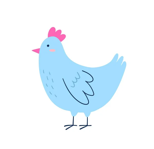 Счастливой Пасхальной Наклейки Яркая Икона Милой Голубой Курицей Несущей Пасхальные — стоковый вектор