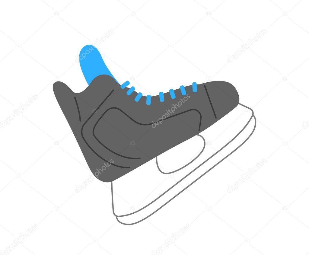 Various Sport equipment. Skate sticker for speed skating. Fitness inventory for professional sports. Healthy lifestyle and activity. Cartoon flat vector illustration isolated on white background