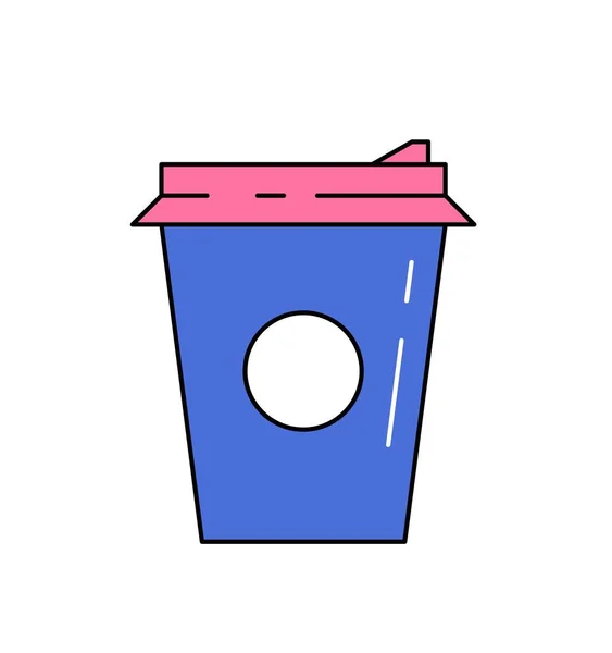 Tasse Carton Icône Café Sticker Avec Tasse Plastique Pour Boissons — Image vectorielle