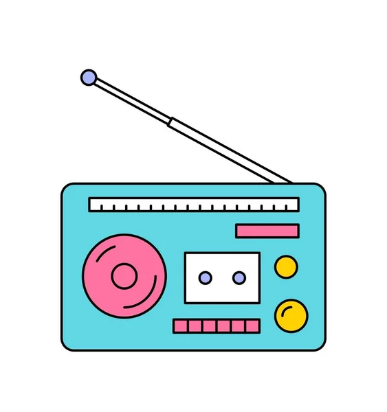 Ikona Sprzętu Transmisji Strumieniowej Audio Jasna Naklejka Urządzeniem Słuchania Audycji — Wektor stockowy