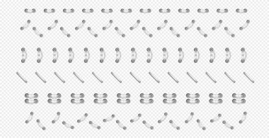 Dikişler ve yarıklar. Web siteleri için grafik elementlerin toplanması. Giysiler için dikiş seti, uygulamalar ve programlar için arayüz. Şeffaf arkaplanda izole edilmiş gerçekçi 3B vektör çizimleri