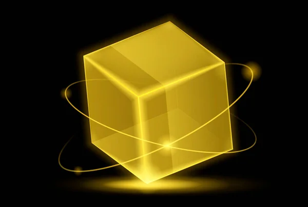 Yellow Glow Block Bright Gneometric Figures Magic Magic Fantasy Imagination — Stock Vector