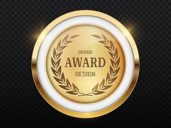 Luxusní Zlaté Odznaky Jasná Medaile Nejlepšího Zaměstnance Cena Míle Trofej — Stockový vektor