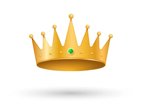 Gold Crown Icon Stickers Social Media Gold Headdress Green Diamond — Stock Vector