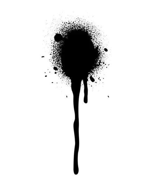 Zwarte Graffity Spray Kleine Donkere Inktvlek Met Vlekken Ongewoon Teken — Stockvector