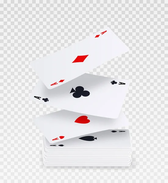Jugando Las Cartas Establecido Para Jugar Póquer Blackjack Juegos Azar — Vector de stock