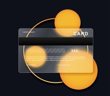 Kredi kartı modellemesi. Şeffaf plastik kart, bankacılık sitesi için grafik elementler. Ücretsiz transferler ve online alışverişler. Dijital dünya ve elektronik veri depolama. İzometrik vektör illüstrasyonu