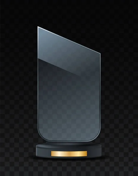 Award Trophy Konzept Glasfigur Auf Goldenem Sockel Wettbewerbssieger Erfolg Goldener — Stockvektor