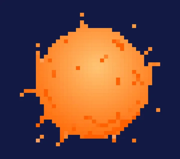 Концепция Пиксельного Солнца Оранжевое Космическое Тело Космический Объект Большая Звезда — стоковый вектор