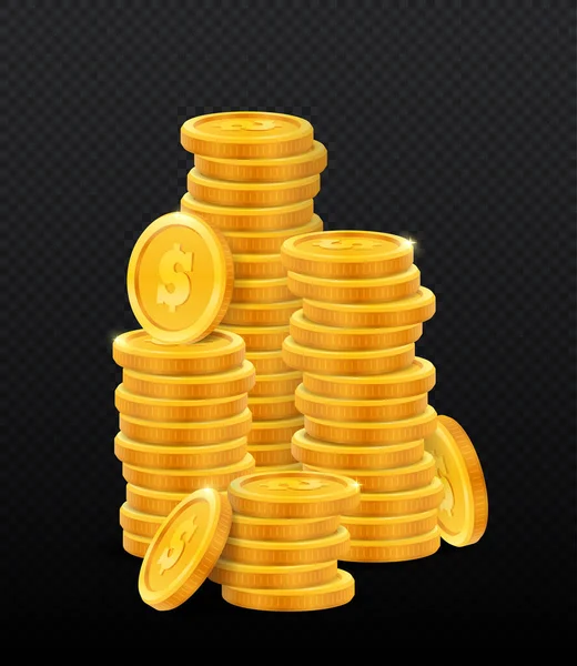 Gouden Munten Stapel Metafoor Voor Financiële Geletterdheid Voor Passief Inkomen — Stockvector
