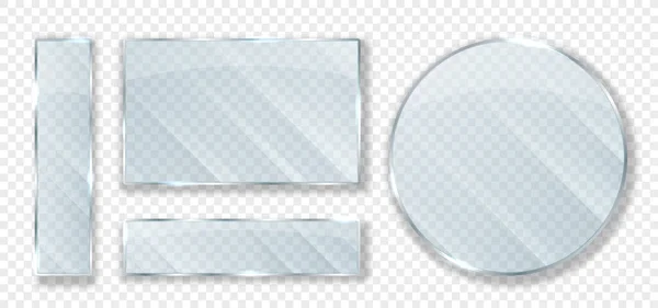 Realistische Glazen Platen Verzameling Van Elementen Voor Het Decoreren Van — Stockvector