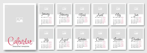 Kalendervorlage 2022 Grafische Elemente Für Website Oder Druck Auf Karton — Stockvektor