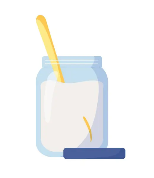 Milk Sour Cream Jar Dairy Products Natural Organic Food Stickers — Stock vektor