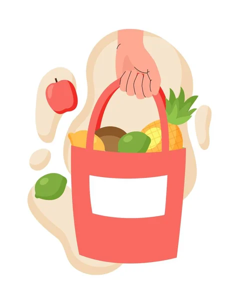 Prenez Soin Santé Personne Achète Des Fruits Légumes Magasin Alimentation — Image vectorielle