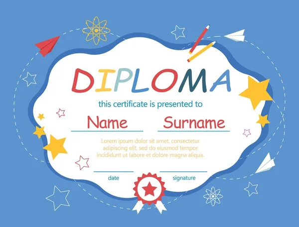 Template Diploma Rewarding Successful Talented Student Document Graduates Young Professional — Wektor stockowy