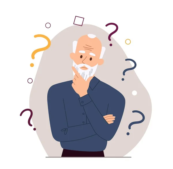 Pensioner Quandary Grandfather Looking Answer Question Trying Remember Some Fact — 스톡 벡터
