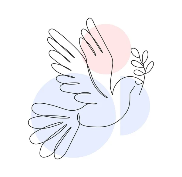 Hand Drawn Dove Symbol Love Peace Minimalistic Logotype Bird Olive — Wektor stockowy