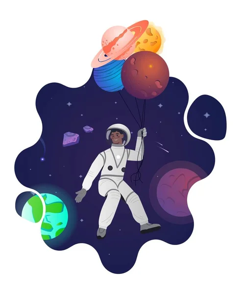 Astronaut Space Man Cosmos Astronomy Astrology Metaphor Study Galaxies Universe — 图库矢量图片