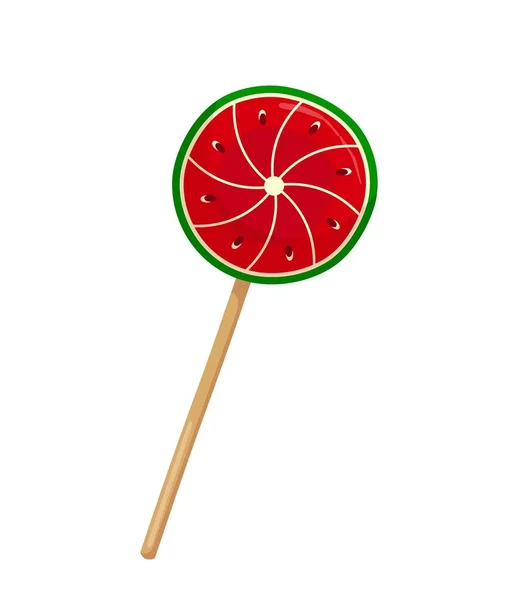 Bright Lollipop Delicious Tasty Unhealthy Food Red Green Candy Stick — Vetor de Stock
