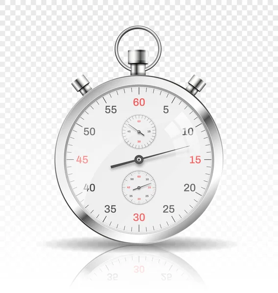 Silver Watch Copy Space Timer Stopwatch Transparent Background Stylish Accessory — Stock Vector