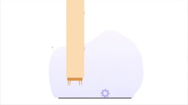 Mobilya montajı. Genç erkek marangozun elinde tornavida var ve dolaptaki ahşap dolabı onarıyor. Erkek karakter güzel ev eşyaları yaratır. Düz grafik çizgi film