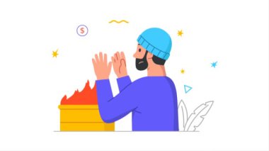 Zenginlik ve yoksulluk. Mutsuz bir adamın parası ya da geliri yok ve sokakta yaşıyor. Evsiz, yoksul bir karakter ve finansal kriz. Küçük bir bütçe. Karalama tarzında düz grafik çizgi film