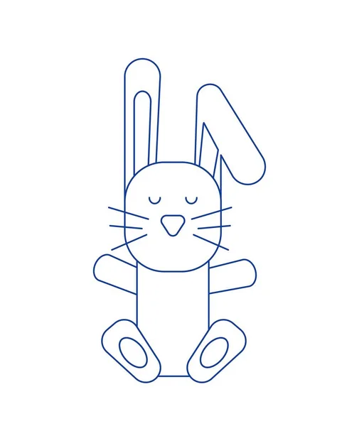 Baby Blue Rabbit Minimal Stickers Social Networks Cute Toy Mascot — Vector de stock