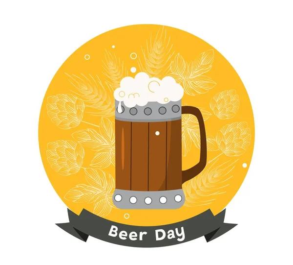 Beer Day Concept Advertising Graphic Element Website Mug Cup Alcoholic — Wektor stockowy