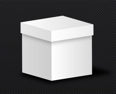 Karton kutu maketi. Web sitesi kullanıcıları için hediye ve düzenli müşteriler için özel teklif. Eğlenceli oyun ve sürpriz. Oyun için nesne, grafik ögesi. Gerçekçi izometrik vektör çizimi