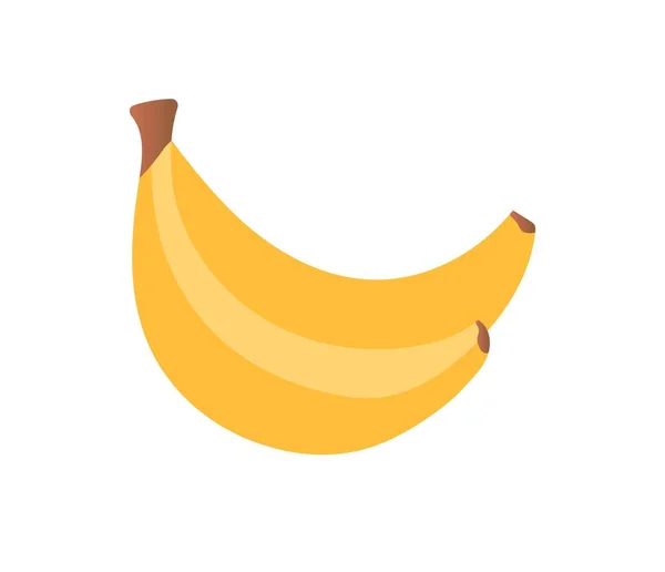 Healthy Food Concept Bright Sticker Two Tropical Yellow Bananas Ripe — 스톡 벡터