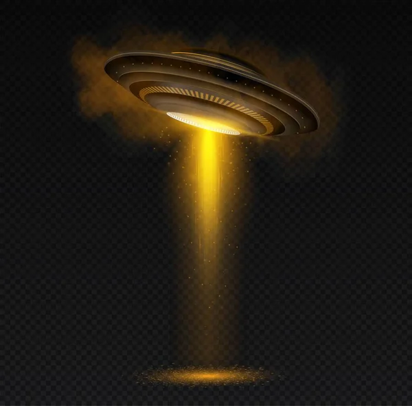 Realistic Gold Ufo Graphic Elements Websites Special Zone Games Space — стоковый вектор