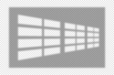 Realistic 3D shadows. Several luxurious window openings, effects of soft light breaking into apartment on summer or spring day. Realistic vector illustration isolated on transparent background