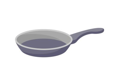 Kitchen tool icon. Sticker with utensils or equipment for cooking food. Metal or ceramic frying pan. Meal preparation. Element for print. Cartoon flat vector illustration isolated on white background