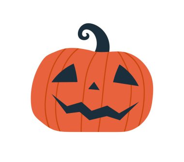 Scary pumpkin icon. Halloween social media sticker. Autumn scary international holidays, fear. Farming and agriculture. Graphic element for printing on clothes. Cartoon flat vector illustration