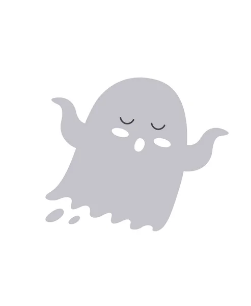 Grey Ghost Icon Halloween Social Media Sticker Monster Demon Fictional — Stock vektor