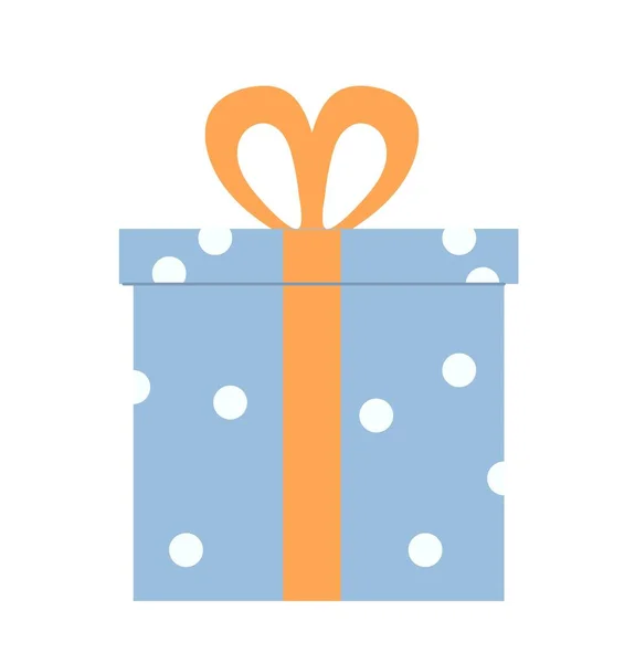 Gift Box Icon Birthday Surprise Present Blue Box Golden Bow — Stockvector