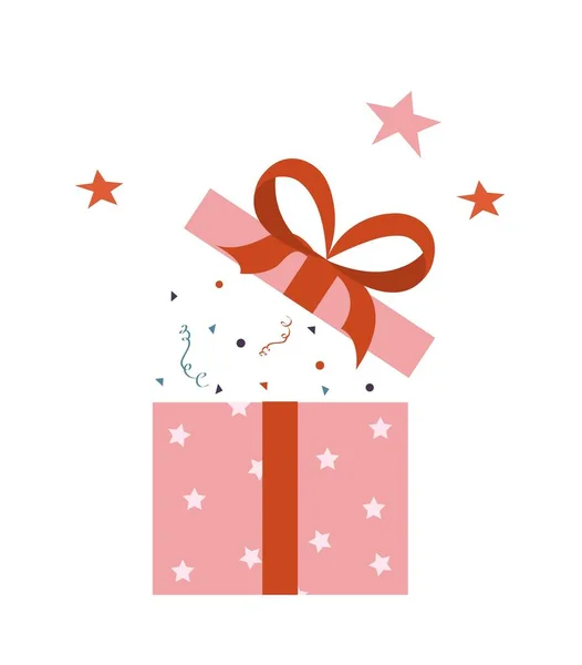 Open Gift Box Icon Birthday Surprise Present Social Media Sticker — Archivo Imágenes Vectoriales