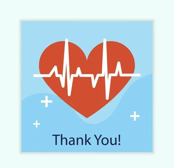 Thank You Cover Heart Cardiogram Signature Thanks Doctors Saving Lives — Stockvector