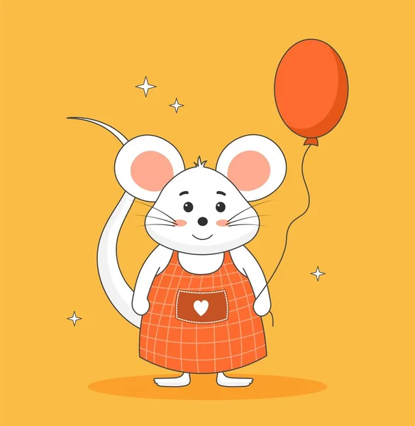 Mouse Air Balloon Poster Banner Website Fictional Cute Childrens Characters — Stockvektor
