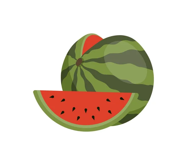 Watermelon Slice Fresh Natural Products Fruits Vegetables Vegetarian Diet Vitamins — Vetor de Stock