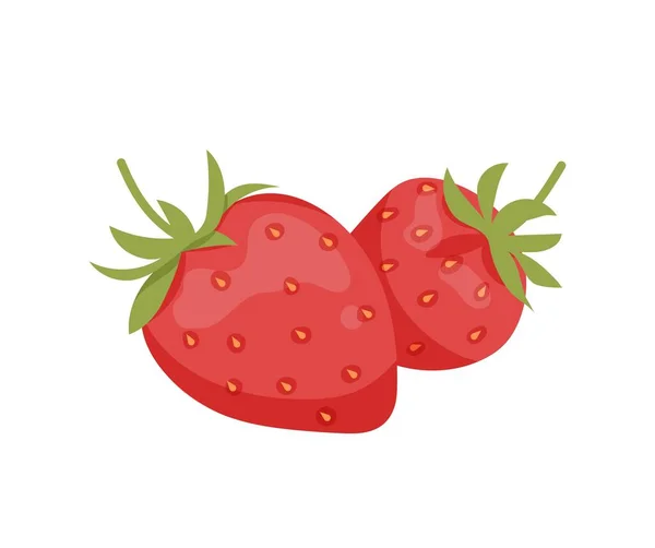 Red Strawberry Icon Fresh Natural Products Fruits Vegetables Juicy Summer — Vector de stock